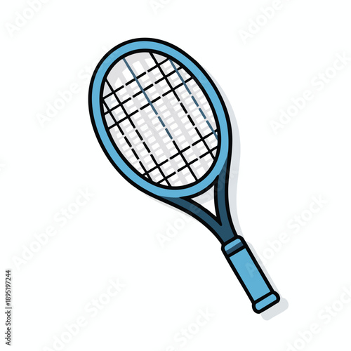 Blue Cartoon Tennis Racket Illustration