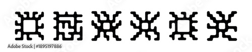 A set of icons for microchips, microcircuit boards, microprocessors, and printed circuit boards. A collection of vector abstract technological symbols of electronic circuit boards.