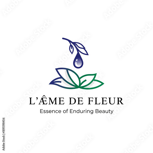 Lame de Fleur Logo with Leaves Droplet.