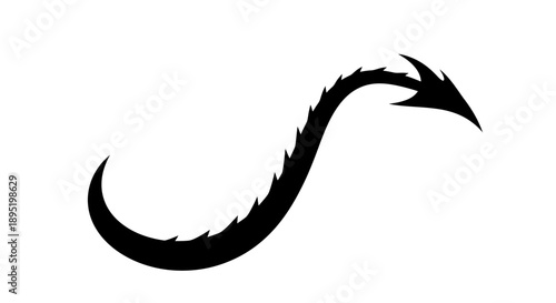 Black Dragon Tail Silhouette Isolated.