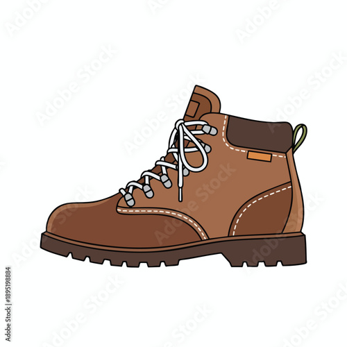 Brown Leather Work Boot Illustration