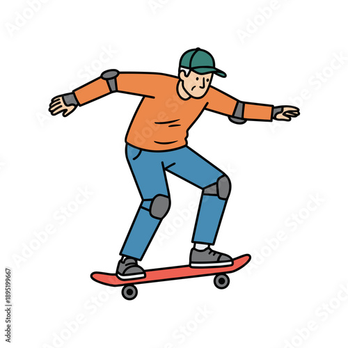 Elderly caucasian man skateboarding with protective gear on white background, concept of active lifestyle and youthful spirit