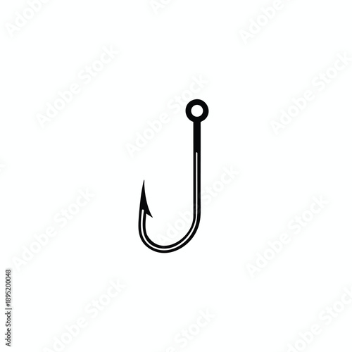 Isolated black fish hook on white background