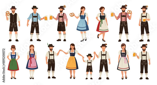 Traditional folk people in festive attire celebrating culture and heritage together, Whisk scene illustration