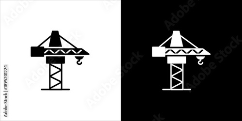 Tower Crane Icon Sheet Black And White