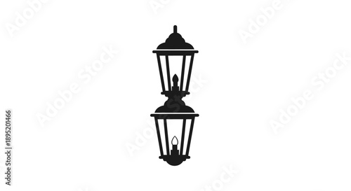 Black Metal Outdoor Lantern Light Fixture.