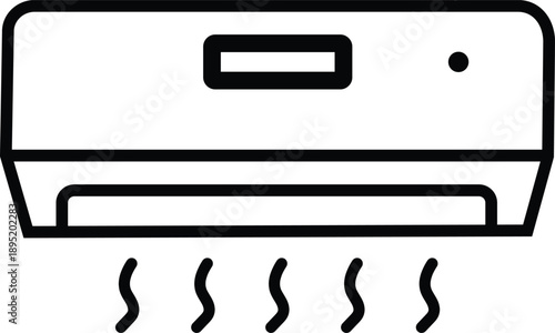 Air Conditioner Heating Mode Line Icon.