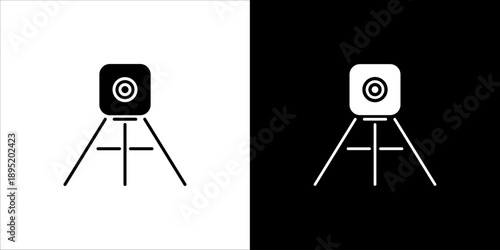 Survey tripod Icon Sheet Black And White