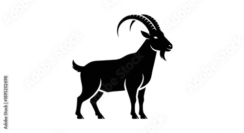 Black Silhouette of a Goat with Horns.