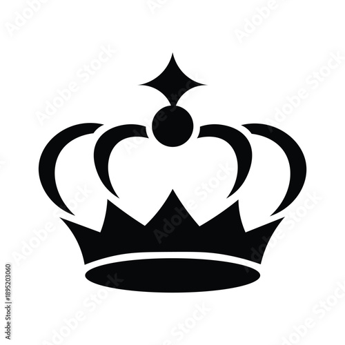 Elegant black crown symbol on white background royalty free
