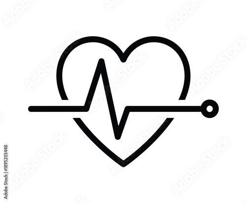 Abstract representation of a heart symbol integrated with a medical electrocardiogram pulse line in a clean design