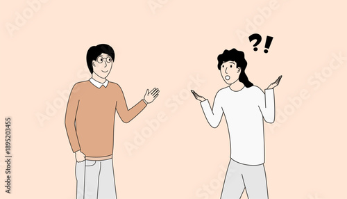 Two people are talking to each other, one of them is asking a question