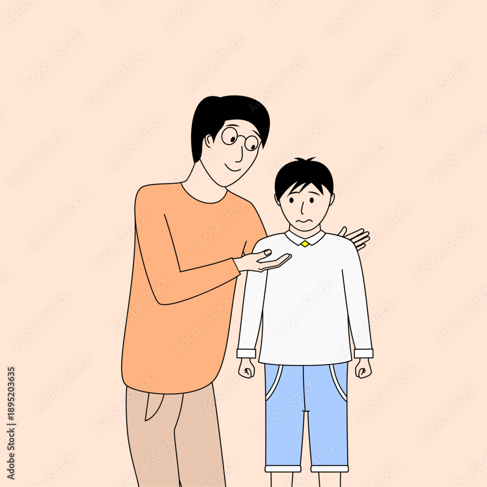 Obraz premium Man is helping a boy