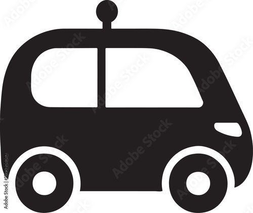 Driverless capsule pod vehicle icon with rounded body for smart mobility silhouette