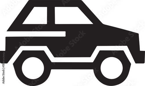 Compact city car icon built from stacked geometric blocks in minimal futuristic silhouette