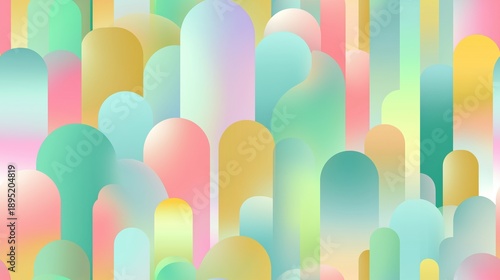 Abstract seamless pattern with soft rounded pastel shapes in spring colors, creating a modern decorative background for Easter and seasonal design.