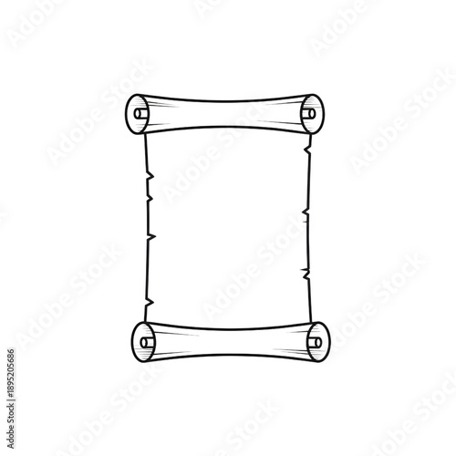 ancient parchment scroll icon paper roll line art vector illustration