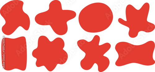 Organic shapes red abstract fluid forms random blobs