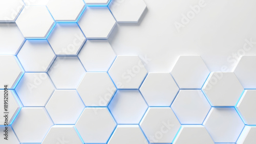 Abstract White Hexagons with Blue Outlines Modern Design Background for Technology and Innovation