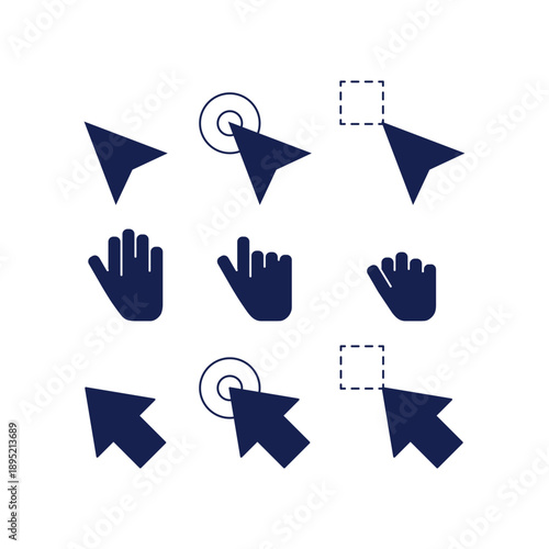 Solid Cursor Icon Bundle with Modern UI Style for Web, App, Interface, and Digital Design