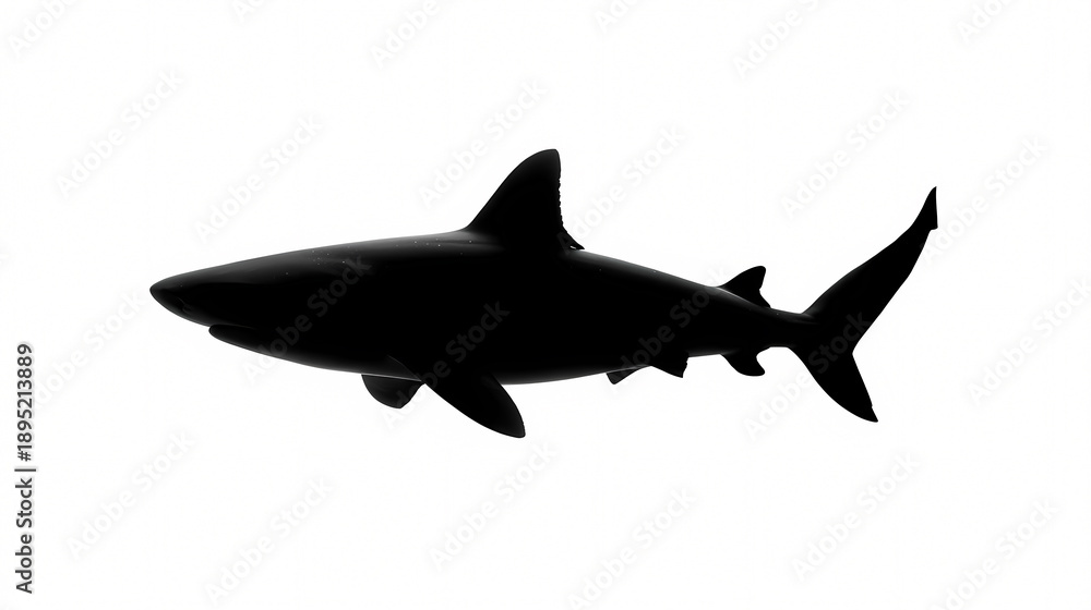 Obraz premium Silhouette of a Shark: A sleek silhouette of a shark glides gracefully in a monochrome, representing the raw power and beauty of marine life.