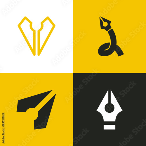 Modern Pen Tool Logo Bundle with Simple Minimal Style for Graphic Design, Creative Studio, and Branding Identity