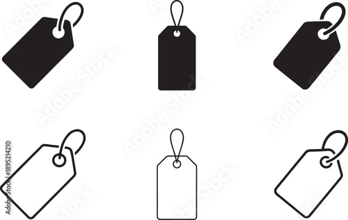 Price tag icon set in bold and outline styles, clean vector EPS for sale labels and UI use.