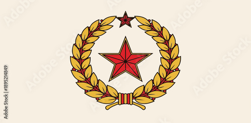Soviet Red Star and Laurel Wreath Emblem for Defender of the Fatherland Day