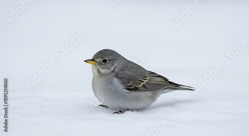 Wallpaper Mural Small bird sits in white snow during the day. Torontodigital.ca