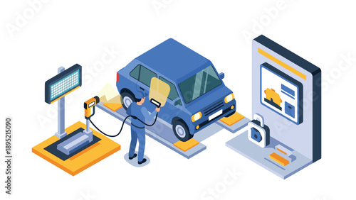 Isometric electric vehicle charging station with remote control technology