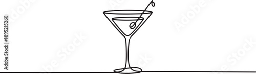 A cocktail drawing.one line vector illustration with white background.