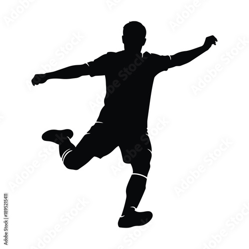 Soccer Player Kicking Ball Silhouette Vector Illustration