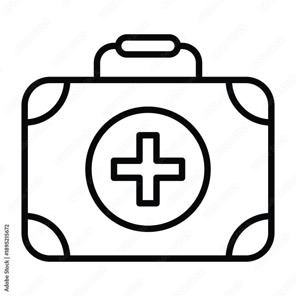 Obraz premium First Aid Kit Bag Icon, Medical And Healthcare Related Lineal Style Vector Icon.