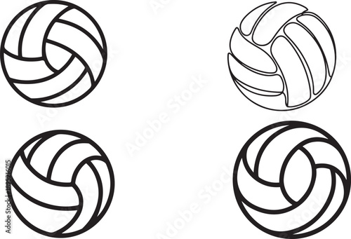 A Set of Volleyball icon.one line vector illustration with white background.