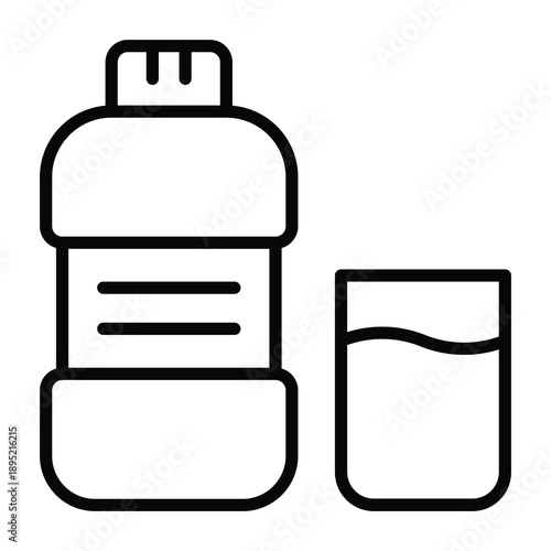 Medicine Bottle and Glass Icon, Medical And Healthcare Related Lineal Style Vector Icon. 