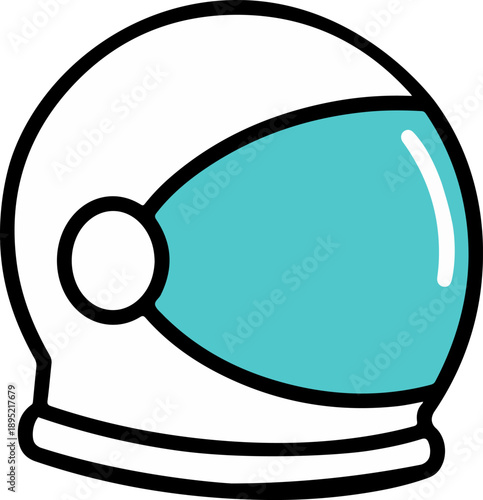 Cyan and white minimalist astronaut helmet mascot vector for gaming logos and digital branding