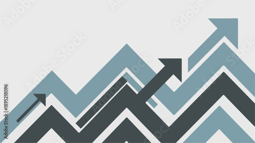 Abstract background with upward trending arrows and jagged lines in shades of blue and grey vector illustration