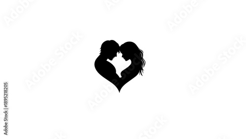 Loving couple in a romantic heart shaped embrace