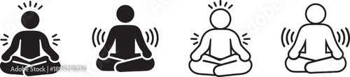 Meditation and Mindfulness Icons with Energy and Focus Symbols