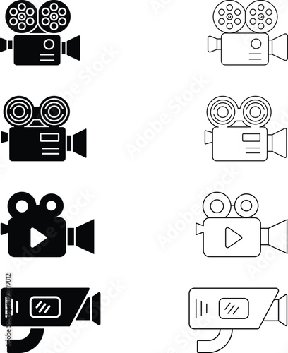 Film and Video Camera Icon Set