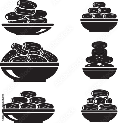 A striking black and white image depicts a platter filled with several oblong shapes showcasing a bold silhouette high quality professional