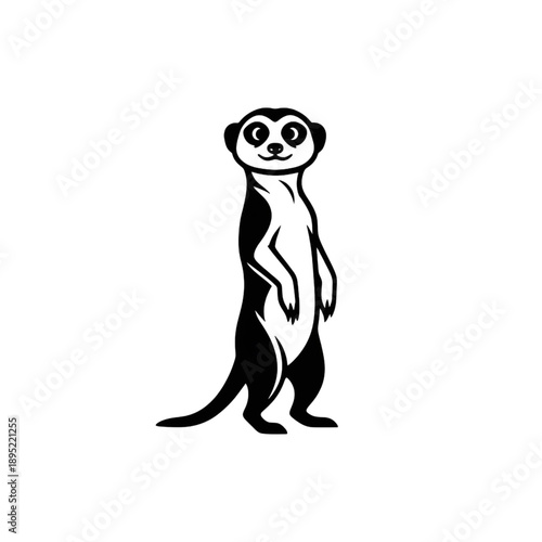 standing meerkat silhouette wild african animal suricate vector illustration