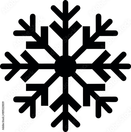 Intricate Black Silhouette Winter Snowflake Design