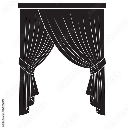 blue curtains with a white background