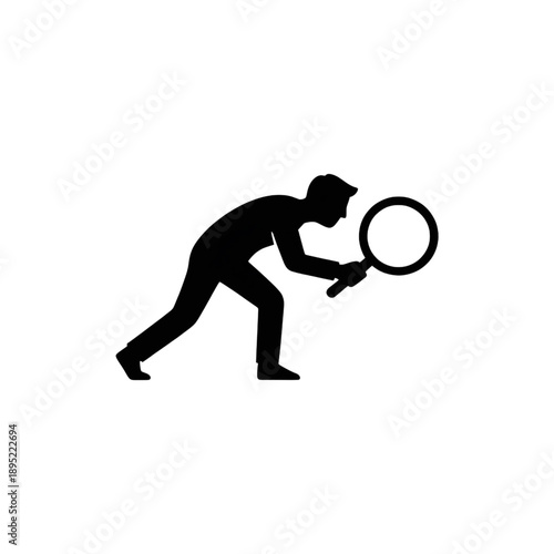 man holding magnifying glass silhouette detective searching for clues illustration