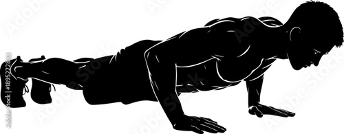 Silhouette Of A Person Performing A Push Up Exercise On A White Background human male
