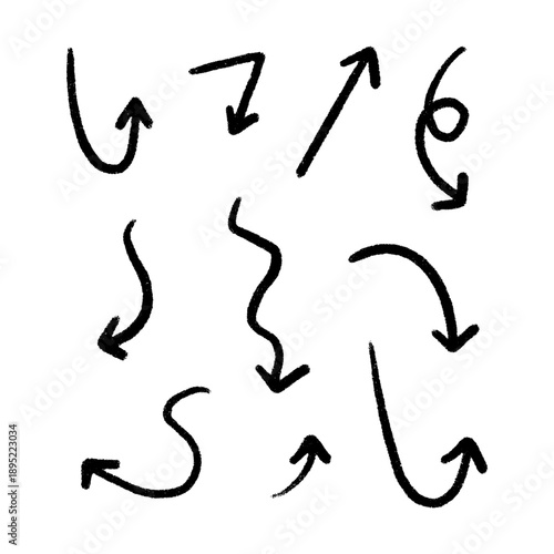 Hand Drawn Grunge Arrow Symbols Collection for Design Elements, Graffiti Style