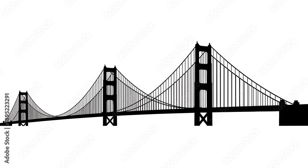 Fototapeta premium Golden Gate Bridge silhouette illustration.