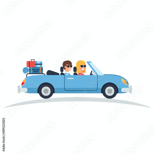 Couple on a Road Trip in a Convertible