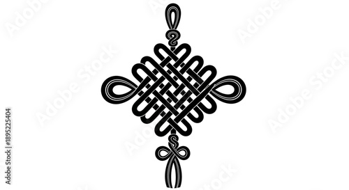 Intricate Black Celtic Knotwork Design Element.
